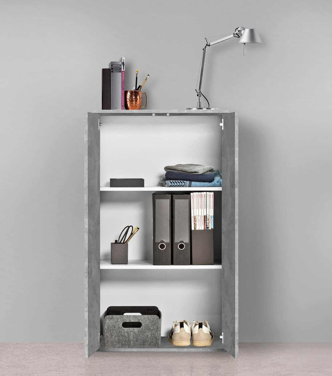 mokebo Mehrzweckschrank Büroschrank 'Der Schlanke' (60x110 cm) aus Holz schmaler Aktenschrank oder H