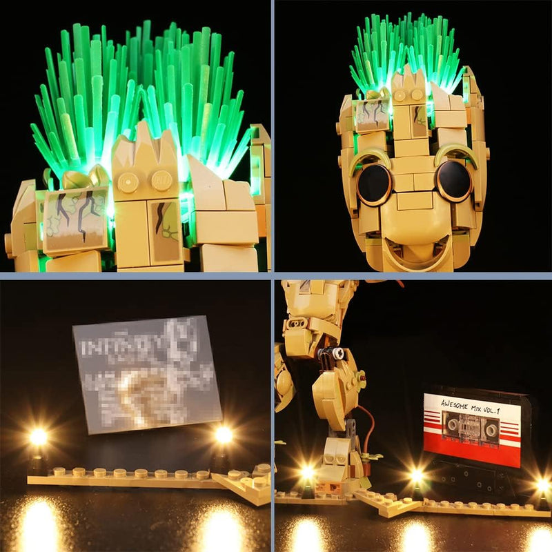 Led Licht Set für Lego Ich Bin Groot,Musikversion Dekorationsbeleuchtungsset für Lego 76217 Marvel I