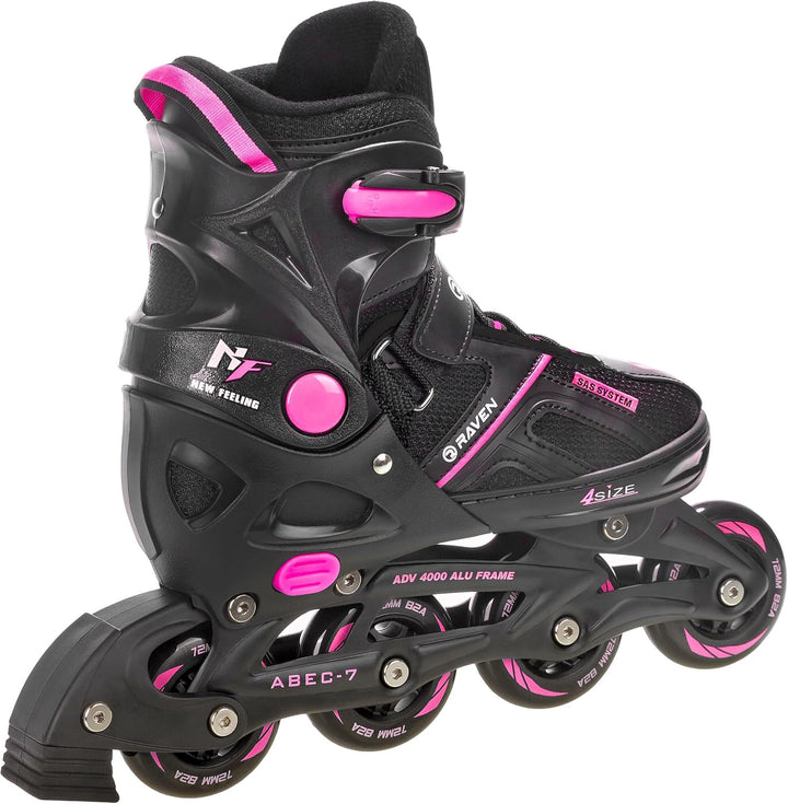 Inlineskates Inliner Raven Pulse verstellbar optional als 2in1 Inlineskates/Schlittschuhe 33-36 (20c