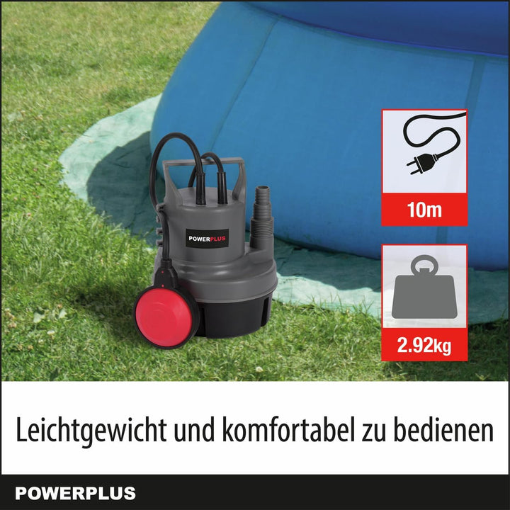 Powerplus Elektrische Wasserpumpe POWEW67900-200 W Tauchmotorpumpe, Maximaltemperatur 35°C und Förde