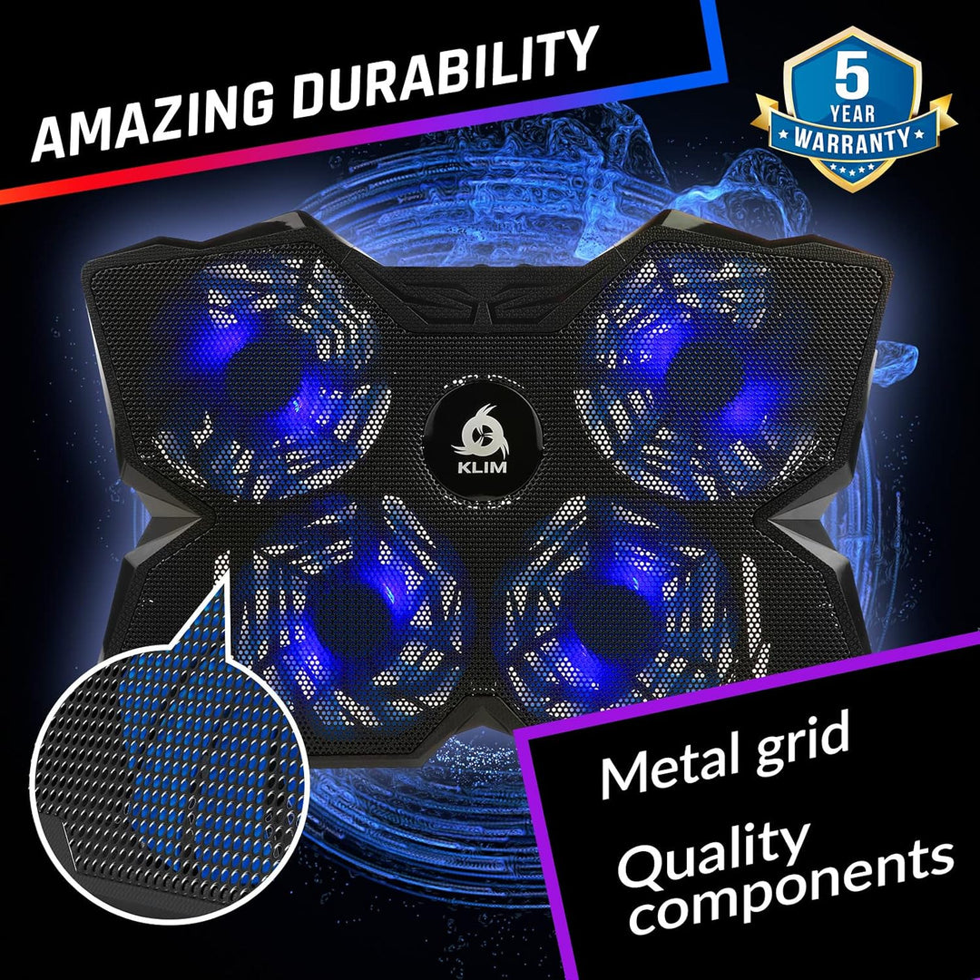 KLIM Wind Laptop Kühler - Leistungsstark Wie Kein Anderer – Schneller Kühlvorgang - 4 Lüfter PC Note