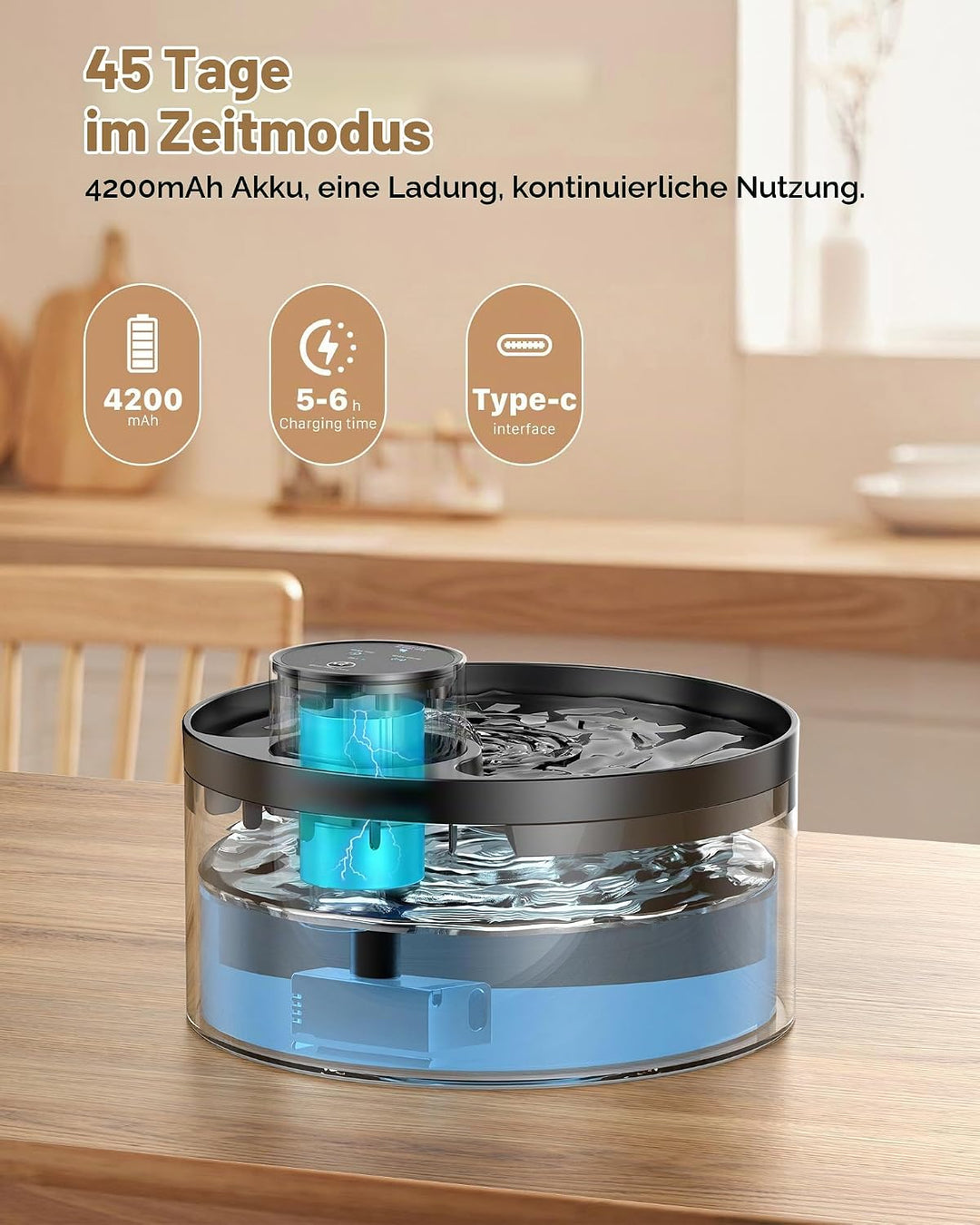 GIOTOHUN Katzenbrunnen Wasserpumpe, Trinkbrunnen für Katze Ersatzpumpe, Ultra Silent, 1,5W geringer