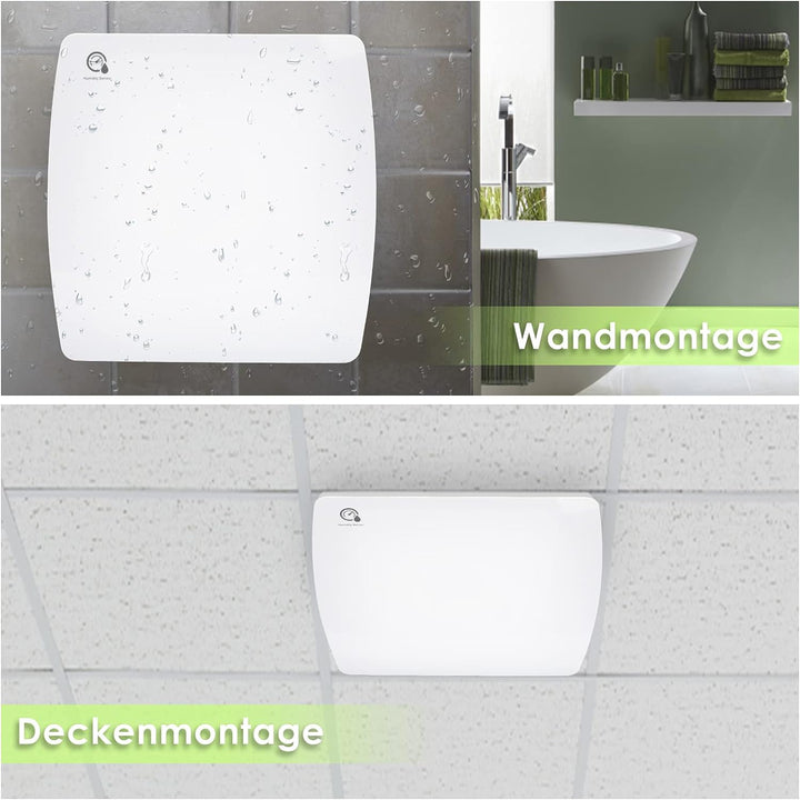 Herrselsam Badlüfter 100mm mit Feuchtigkeitssensor und Rückstauklappe timer, Badezimmerlüfter Wohnra