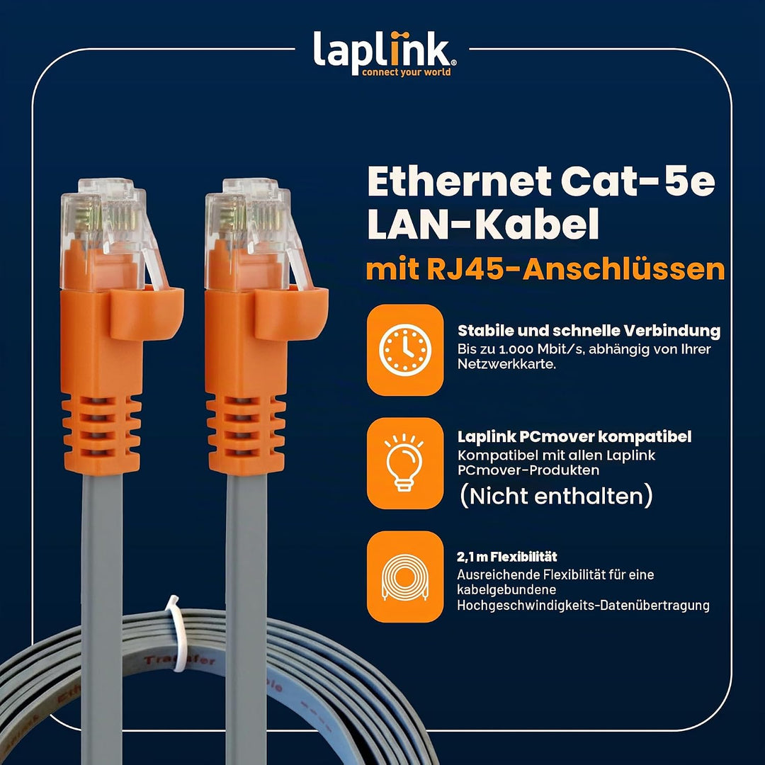 LAPLINK - Ethernet-Kabel - Highspeed-Datenübertragung - Übertragungskabel für PCmover-Migrationssoft