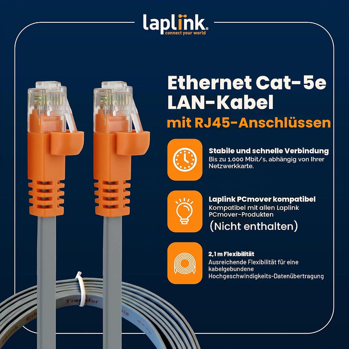 LAPLINK - Ethernet-Kabel - Highspeed-Datenübertragung - Übertragungskabel für PCmover-Migrationssoft