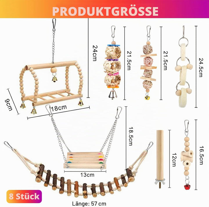 Vogelspielzeug Für Vögel, Papageienspielzeug 8 PCS, Spielzeug Vogelspielzeug Wellensittiche Vogel Fü