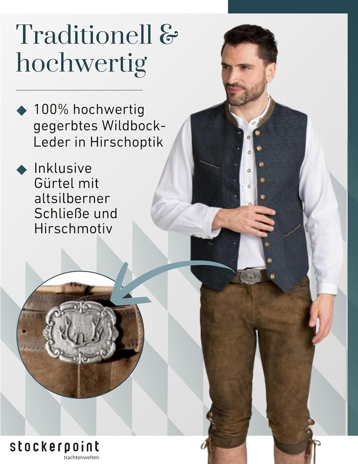 Stockerpoint Siggi2 Herren Trachtenlederhose, Havanna Gespeckt