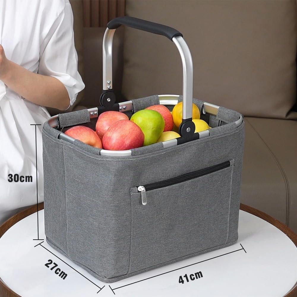 2pcs Tragekorb Faltbar 30L Einkaufskorb Gross Picknickkorb mit Gepolsterten Griffen Klappkorb Einkau