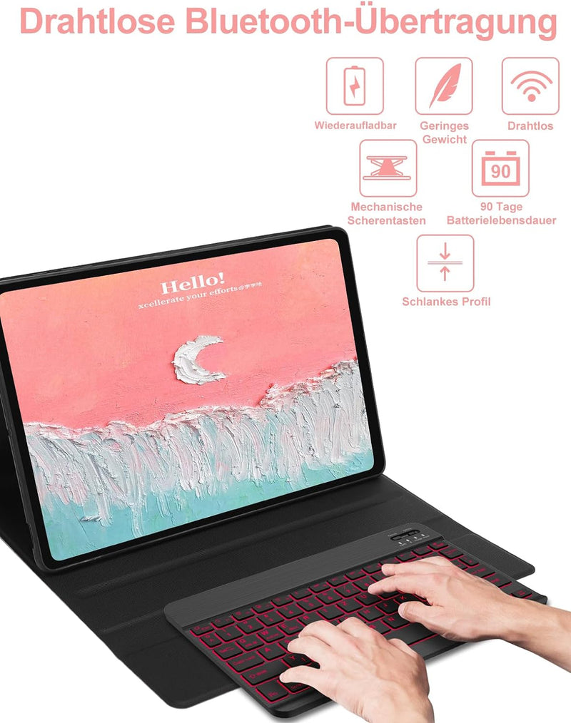 IVEOPPE Samsung Galaxy Tab S8 Ultra Hülle mit Tastatur - QWERTZ Deutsch Layout Bluetooth Abnehmbare