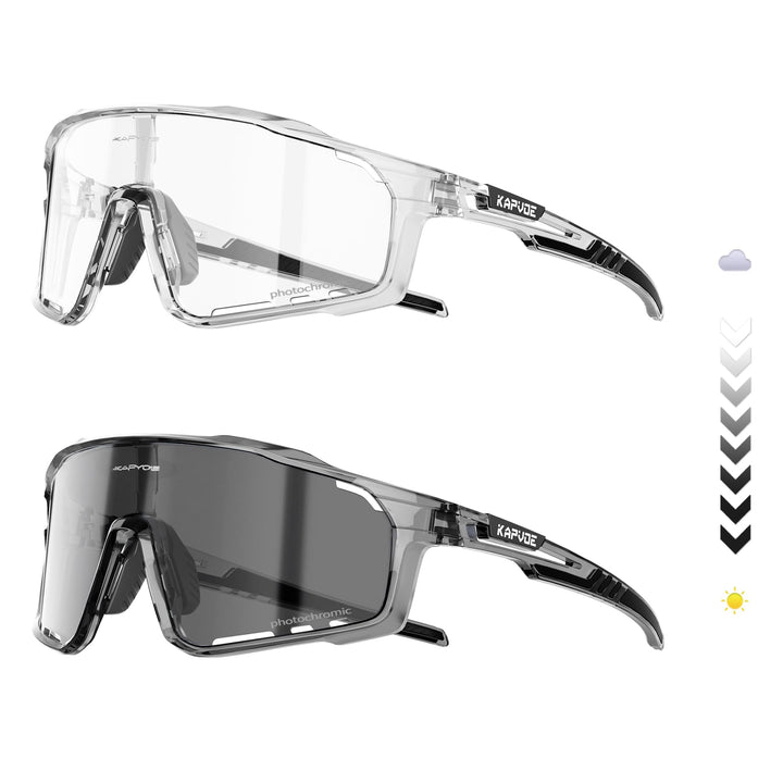 KAPVOE Photochromatische Fahrradbrille MTB Brille Selbsttönend Klar Radbrille Rennrad Sportbrille So