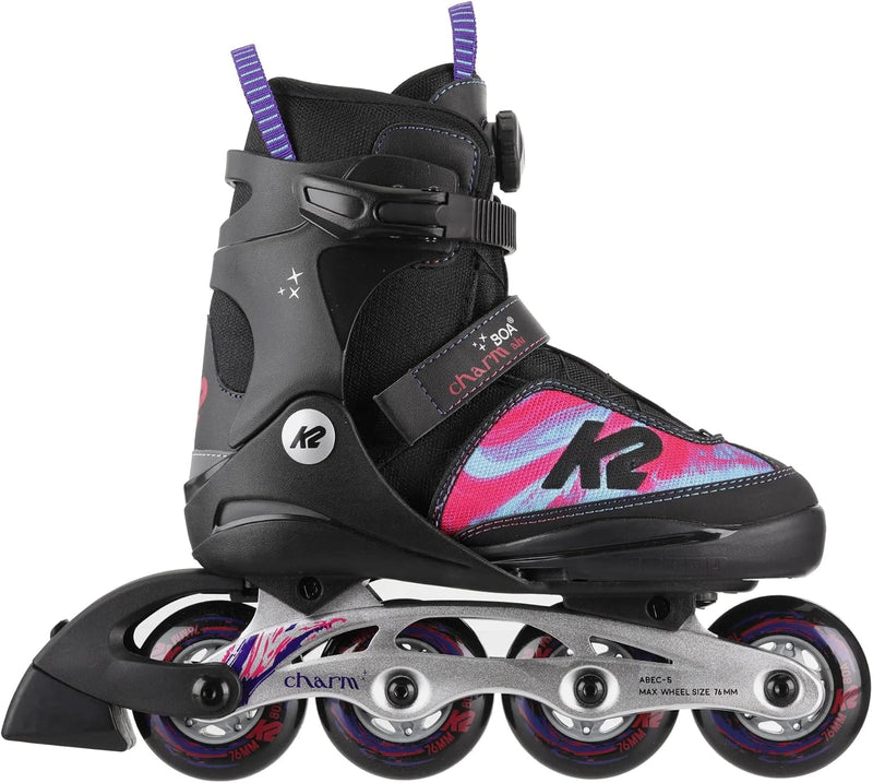 K2 Skates Mädchen Inline Skates CHARM BOA ALU, black - pink, 30F0120