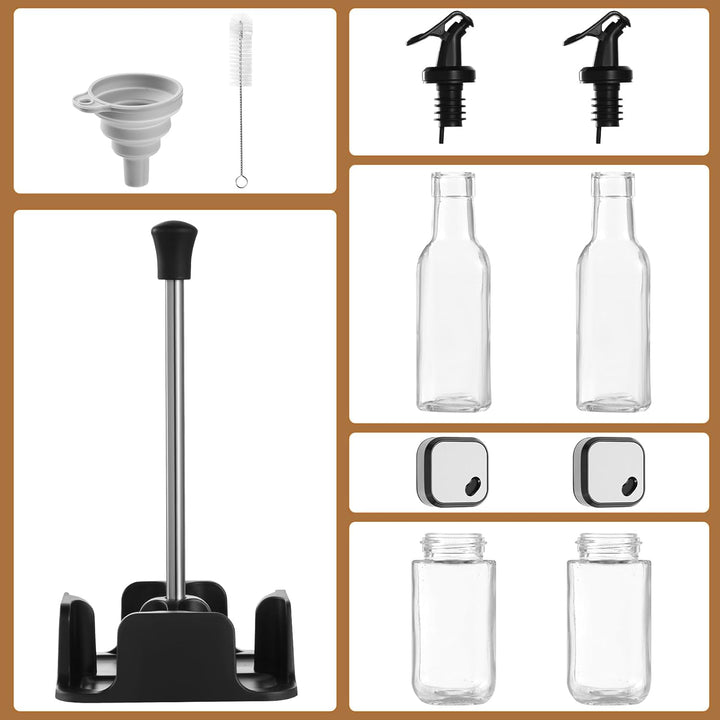 FRIBERG 2 Gewürzgläser mit Schraubdeckel aus Edelstahl 120ML,Menage set,Salz & Pfeffer Öl & Essig Se
