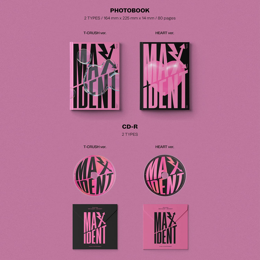 STRAY KIDS - Mini Album [MAXIDENT] (HEART Ver.) Photobook R + Lyrics Paper + Photocards + Mini Poste