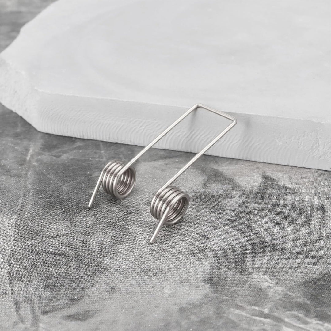10 Stück Doppelbeinfedern, 4 Spulen, Torsionsfedern aus vernickeltem Edelstahl, 1 mm x 8 mm, Zubehör