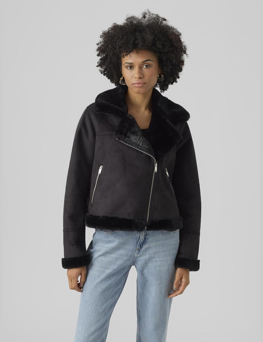 VERO MODA Damen Vmpeggy Faux Suede Jacket Boos Jacke XS Schwarz, XS Schwarz