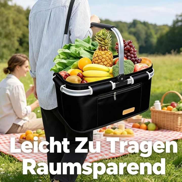 35L Einkaufskorb Faltbar, Grosser Einkaufskörbe Korb mit Gepolsterten Griffen, Einkaufskorb Geeignet