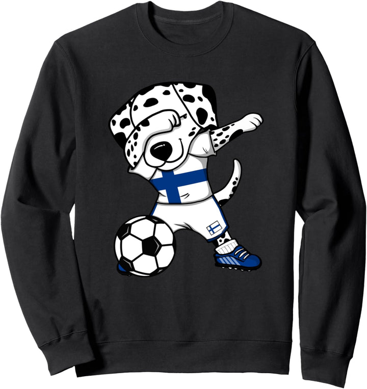 Dabbing Dalmatiner Hund Finnland Fussball Finnische Flagge Sweatshirt