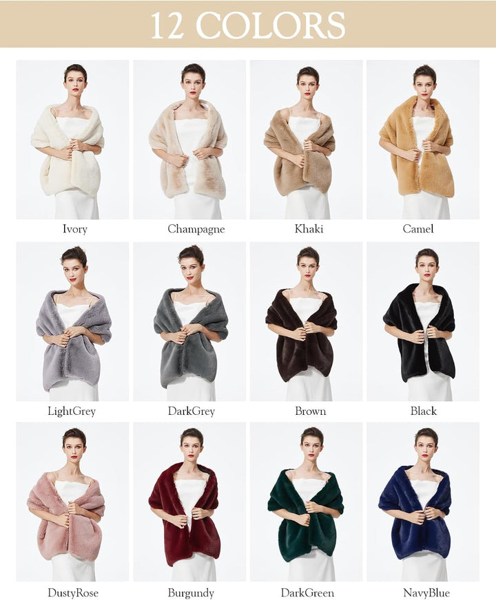 BEAUTELICATE Kunstpelz Stola Schal Damen Kunstfell Bolero Brautjacket Pelz Brautschal Brautstola Win