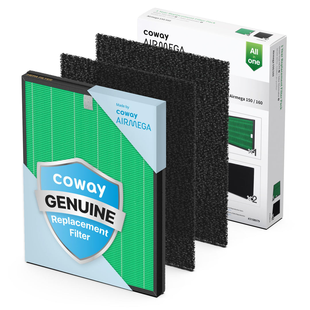 Coway Airmega 150 Luftreiniger Ersatzfilter-Set, True HEPA, Aktivkohlefilter, Schwarz, 3 Piece, 2 Fi