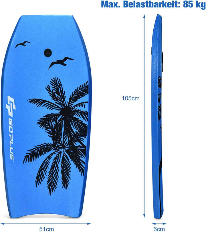 GOPLUS Bodyboard mit Fuss - Zugseil, Schwimmbrett Erfüllt mit EPS Schaumstoff, Surfboard bis zu 85 k