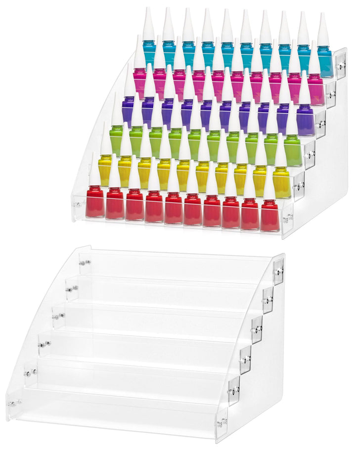 QWORK® 2 Stücke 6 Schichten nagellack aufbewahrung, Acryl Nagellack Organizer Halter, durchsichtiger