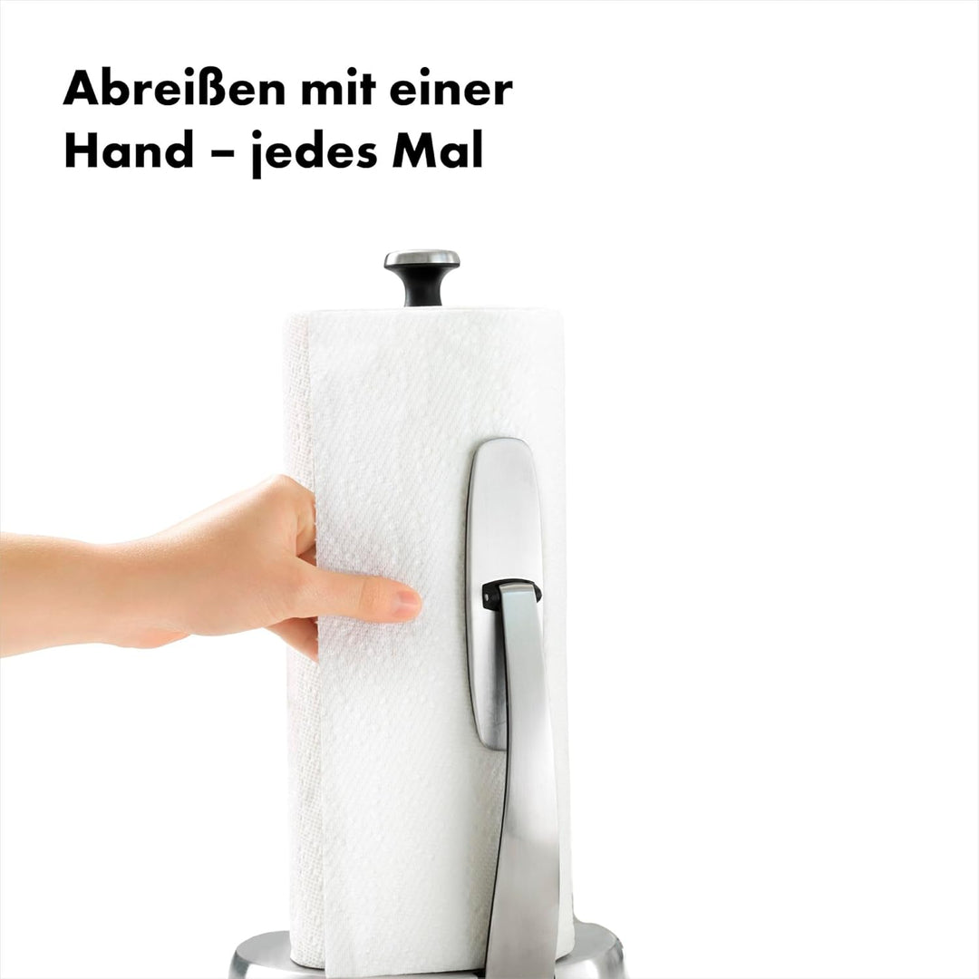 OXO Good Grips Küchenrollenhalter SimplyTear aus Edelstahl Paper Towel Holder Single, Paper Towel Ho
