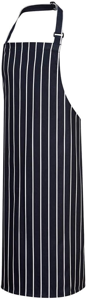 S839 Kochschürze, für Küche, Catering, Arbeitskleidung, Marineblau/Weiss gestreift Einheitsgrösse Ma