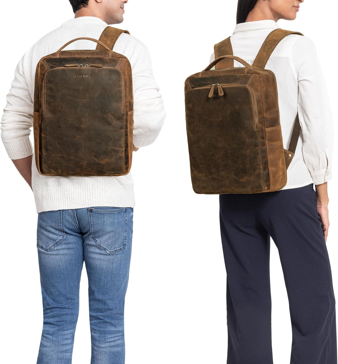 STILORD 'Martin' Einzigartiger Laptop Rucksack Leder 13+ 14 Zoll Gross Lederrucksack Damen Business