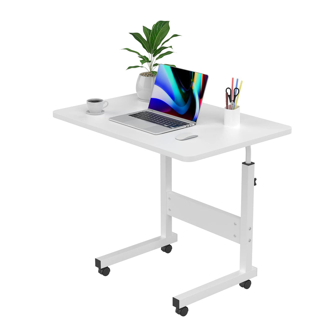 PIPIPOXER 60x40cm Laptoptisch mit Rollen, höhenverstellbarer 69-90cm, Schreibtisch Computertisch Mob