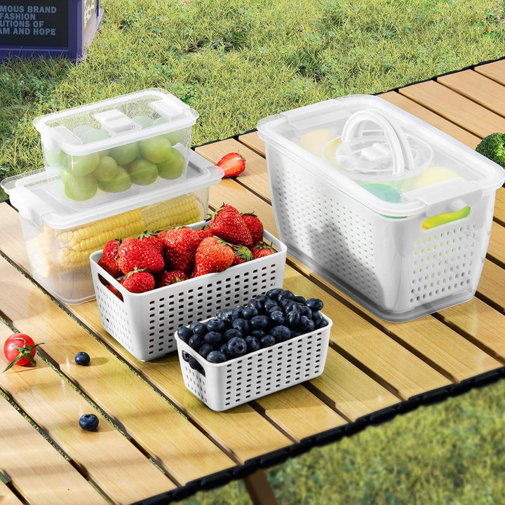 Luxear Frischhaltedosen für Gemüse Obst Aufbewahrung Kühlschrank, 3Set (4L+1,7L+0,5L) BPA Frei Frisc