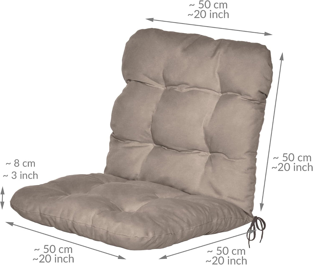 Beautissu 4er Set Niedriglehner Auflagen Set Stuhlauflage für Gartenstühle | 100x50x8cm Taupe Sitzki