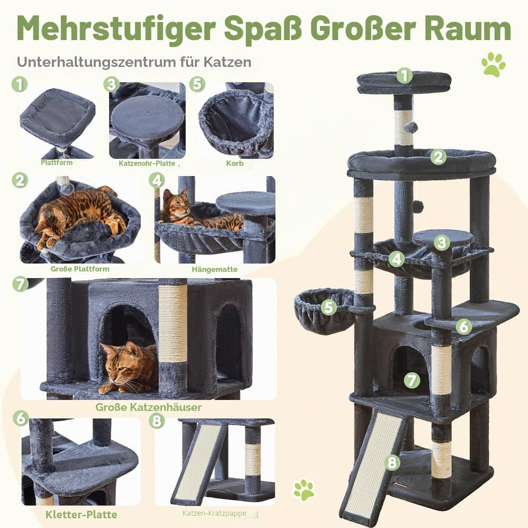 Taoqimiao 183CM Kratzbaum Gross XXL, Katzenbaum Kratzbaum Grosse Katzen Stabil Katzenkratzbaum mit K