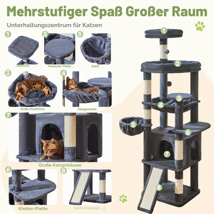 Taoqimiao 183CM Kratzbaum Gross XXL, Katzenbaum Kratzbaum Grosse Katzen Stabil Katzenkratzbaum mit K