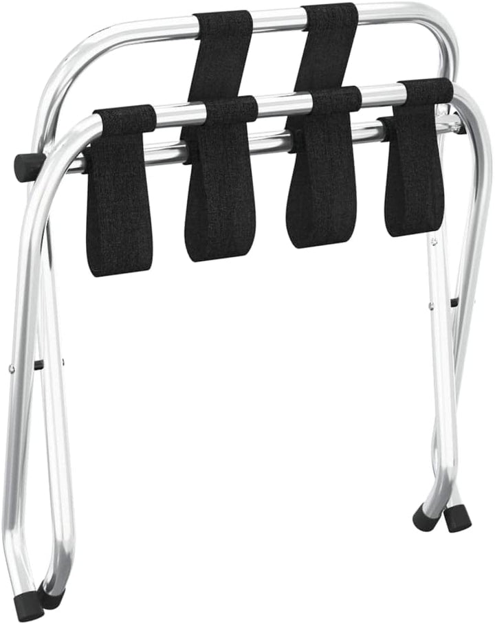 vidaXL Gepäckablage mit Rückenlehne Silbern 56x39x52cm, Gepäckablage, Kofferständer, Hotel Kofferboc