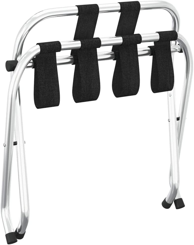 Gepäckablage mit Rückenlehne in Silber 56 x 39 x 52 cm klappbar für Hotelzimmer, Gästezimmer und Fer