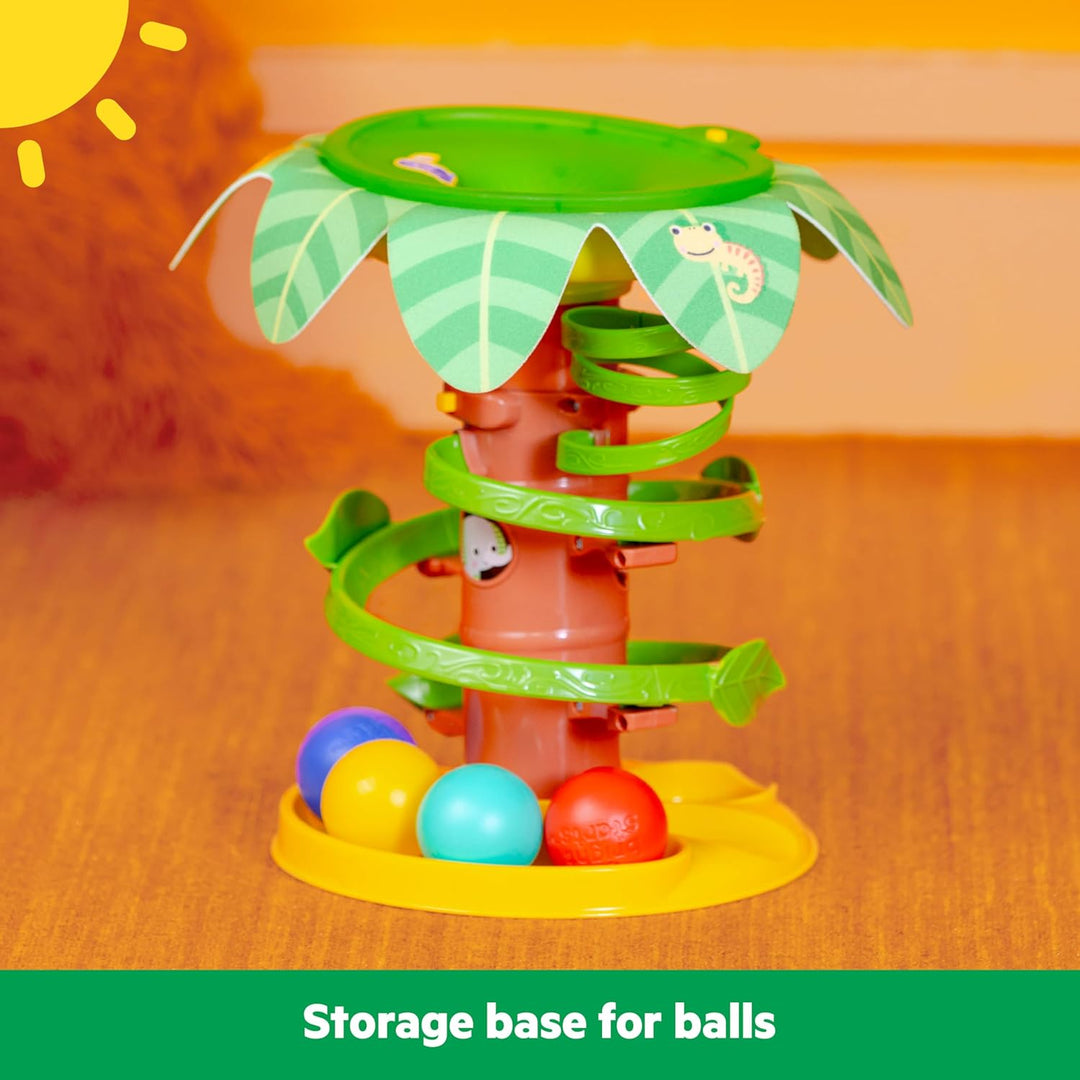 Bright Starts Tropical Twirl 2-in-1 Ballturm mit Lichtern & Musik, 5 Bälle inklusive, Unisex, 6 Mona