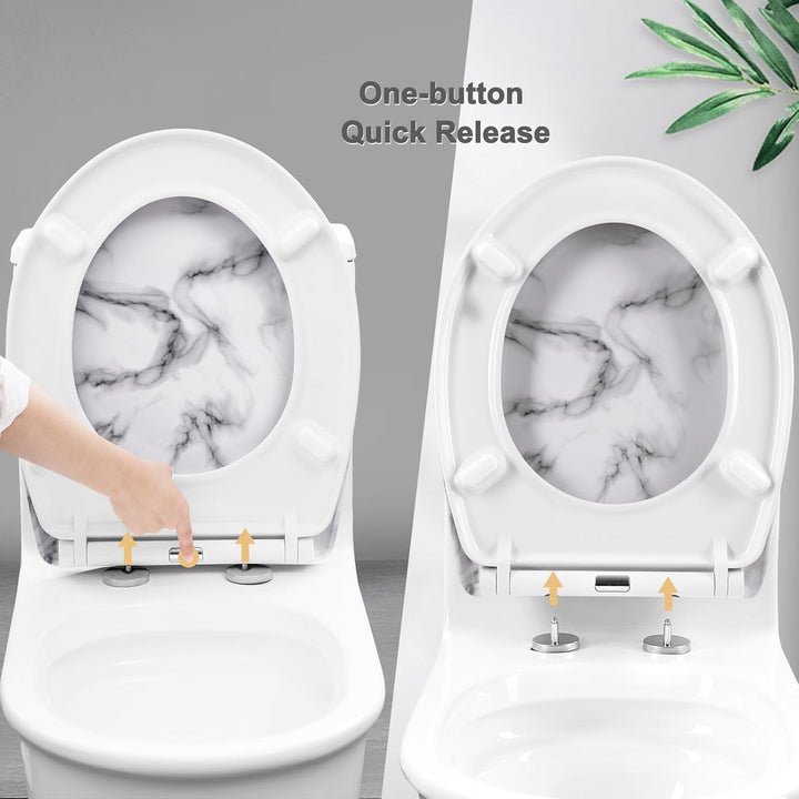 WOLTU Toilettendeckel, WC Sitz mit Absenkautomatik, Klodeckel Klobrille mit Quick-Release-Funktion,