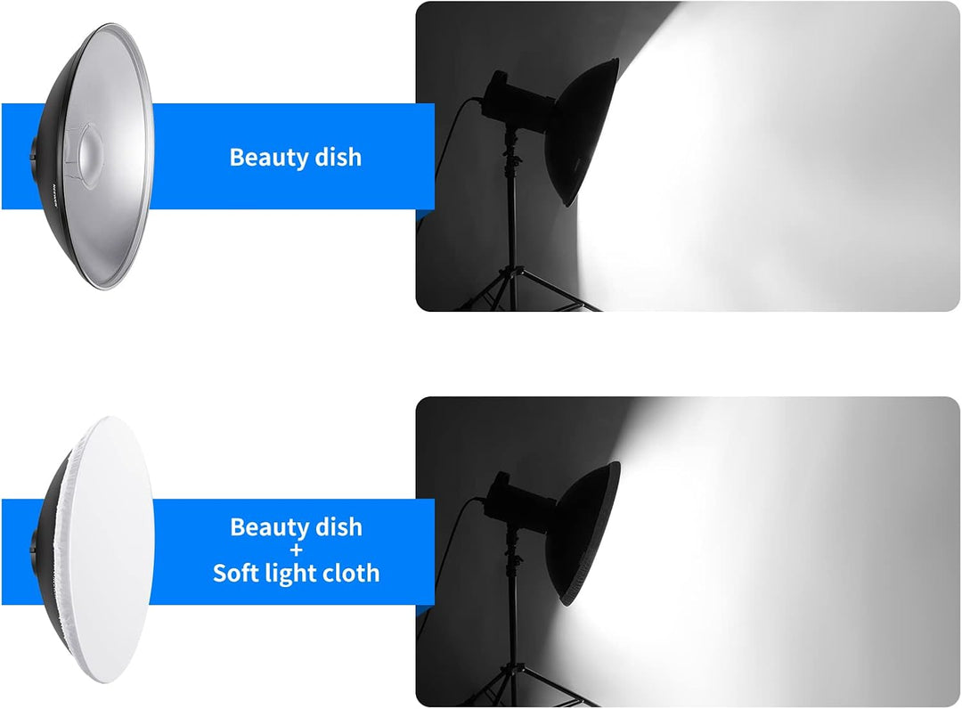 NEEWER 16"/41cm Aluminium Standard Reflektor Beauty Dish mit weissem Diffusor Socke kompatibel mit B