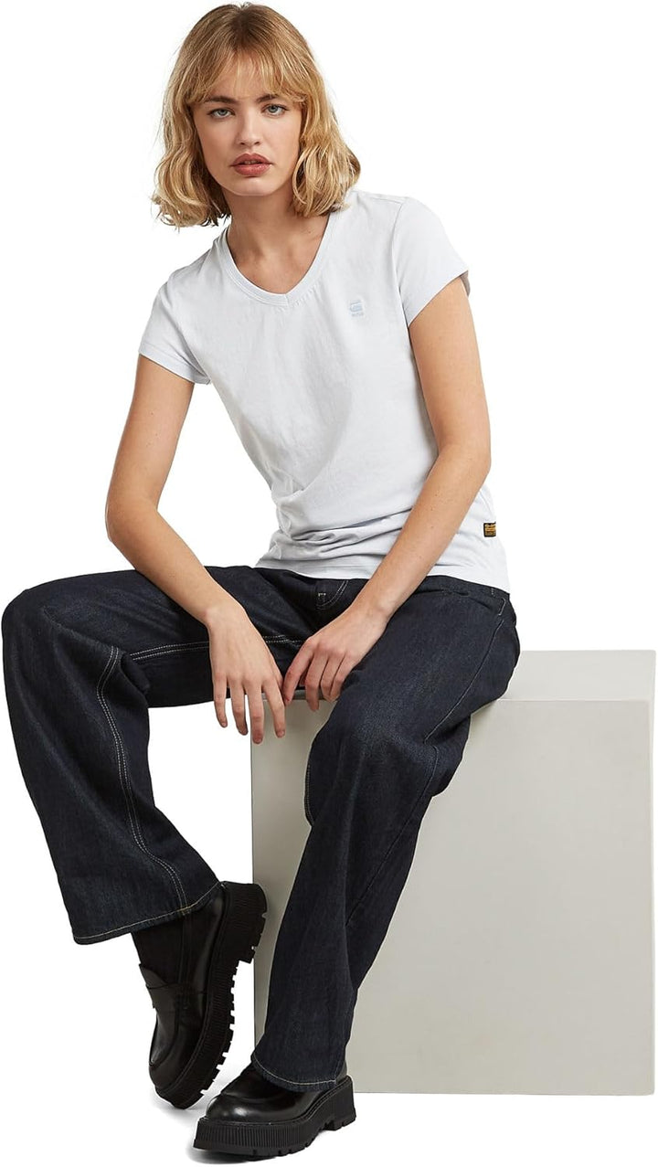 G-Star Damen Eyben Slim V-Neck Top 2.0 XXS Blau (Plumbago D24533-4107-7169), XXS Blau (Plumbago D245