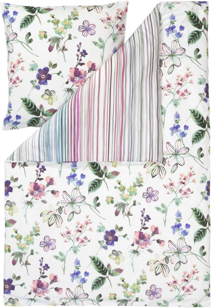 ESTELLA Mako-Satin Bettwäsche Lily Multicolor 1 Bettbezug 155 x 220 cm + 1 Kissenbezug 80 x 80 cm, 1