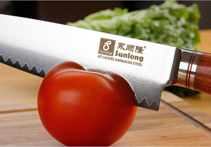 Sunlong Professionelles Kochmesser 8 Zoll japanischer VG10 Damaststahl Küchenmesser - scharfe Klinge