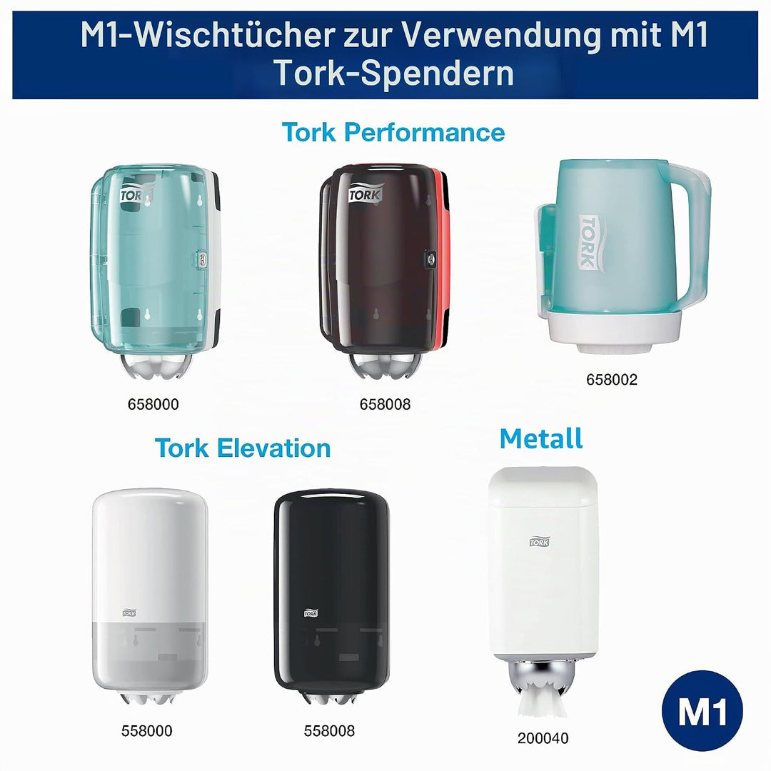 Tork 100130 Mehrzweck Papierwischtücher für das M1 Innenabrollung Mini Spendersystem / 1-lagiges sta