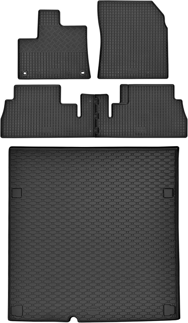 Passgenaue Kofferraumwanne und Gummifussmatten geeignet für Peugeot Rifter L2 5-Sitzer ab 2019 + Gur