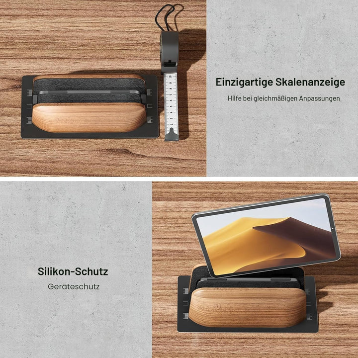 Vertikaler Laptop Ständer, Dual Slot Walnussholz Laptop Stand für Schreibtisch, Breite verstellbar H