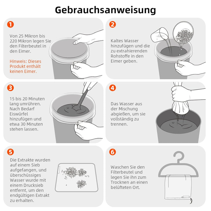 Spider Farmer 5 Gallonen All Mesh Bubble Bag Set mit Presssieb und Aufbewahrungstasche,Filterbeutel