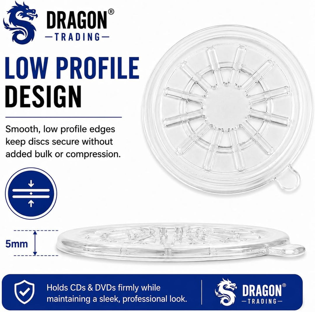 DragonTrading® CD-Hub mit selbstklebender Rückseite, transparent, 100 Stück