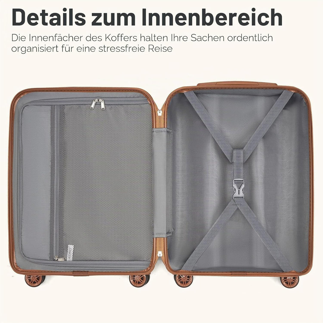 KONO Handgepäck Koffer Trolley Koffer Reisekoffer leicht aus ABS+PC mit 4 Rollen Hartschalenkoffer T