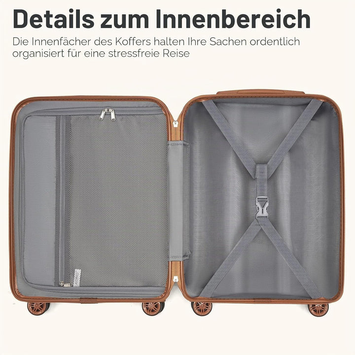 KONO Handgepäck Koffer Trolley Koffer Reisekoffer leicht aus ABS+PC mit 4 Rollen Hartschalenkoffer T