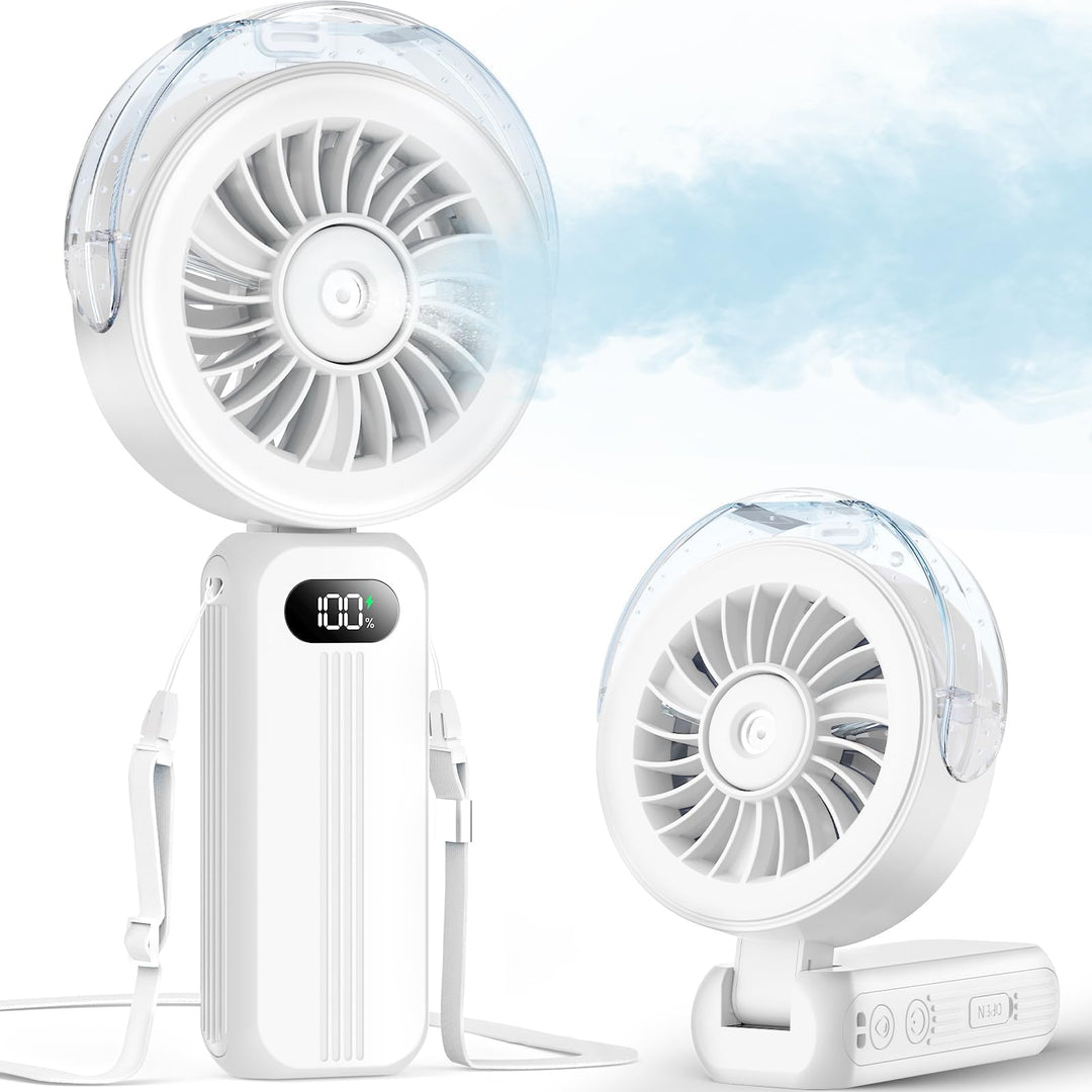 Otlonpe Handventilator Mit Wasserkühlung, 4000mAh Hand Ventilator Akku Aufladbar Mit Wasser, Leistun