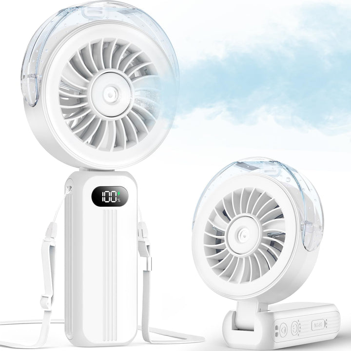 Otlonpe Handventilator Mit Wasserkühlung, 4000mAh Hand Ventilator Akku Aufladbar Mit Wasser, Leistun